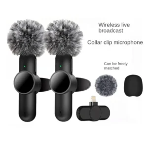 Wireless Lavalier Microphone Mini Portable Smart Noise Reduction Video Recording Microphone for iPhone Android Lapel Mic