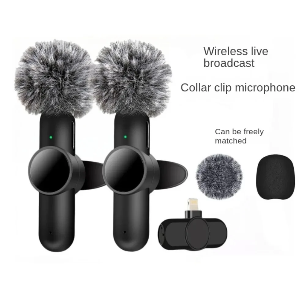 Wireless Lavalier Microphone Mini Portable Smart Noise Reduction Video Recording Microphone for iPhone Android Lapel Mic