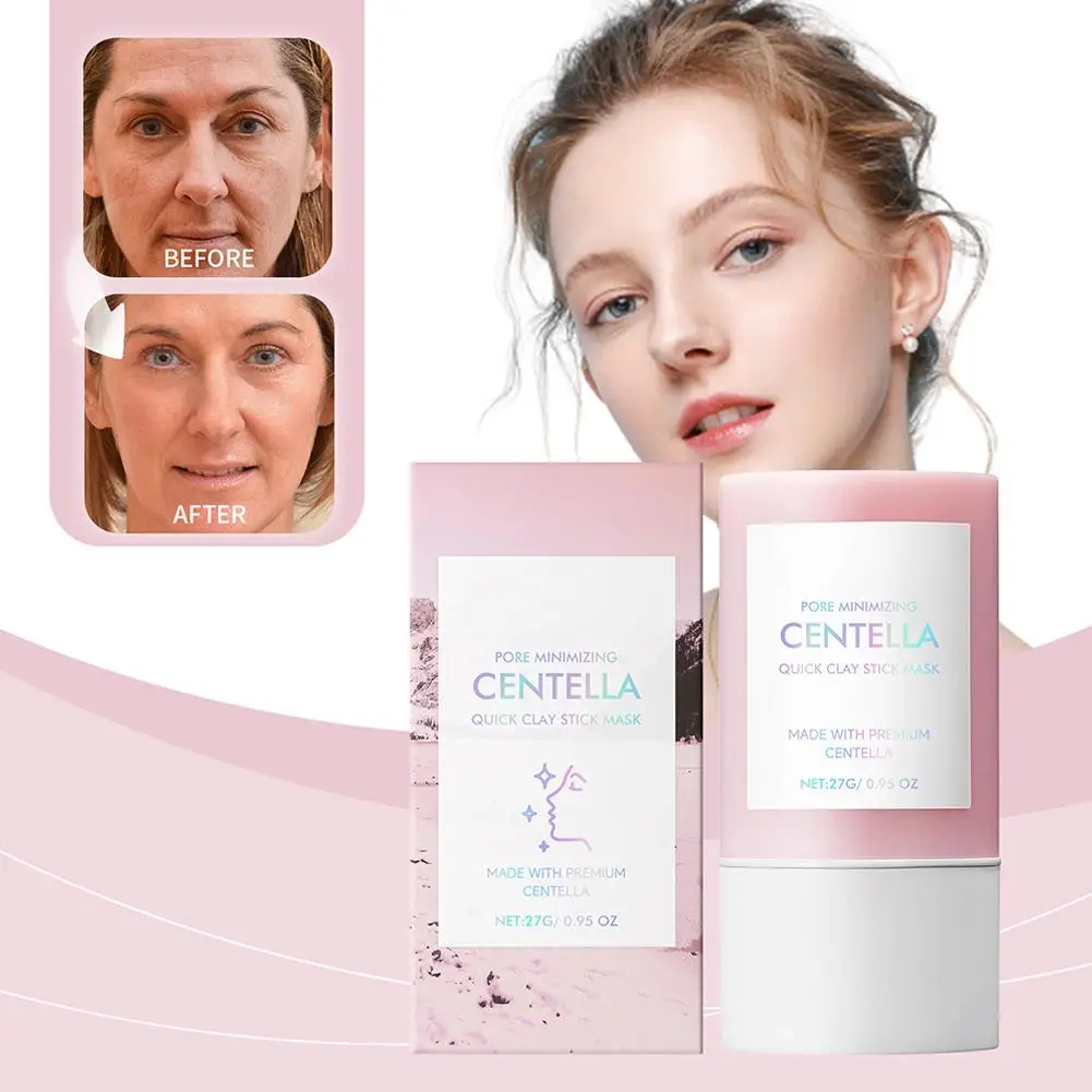 Centella Clay Stick Mask 27g Deep Hydration Pore Minimizing Soothing Brightening Facial Skin Care Fast Convenient Beauty Pink - Image 3