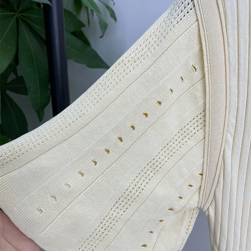 Summer Spring New French Elegant Fragrance High-end Slimming Knitted Mermaid Dress Hollow Slimming Fish Tail Knit Dress - Image 5