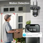 V380Pro 4G Camera Sim GSM WIFI Cam 12MP 6K Three Lens Three Screen Monitor Night Vision Security PTZ Video Surveillance Camera