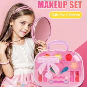Birthday Christmas Gift for Kids Party Cosplay,Princess Make Up Box Washable Pretend Play Cosmetics Handbag Toy