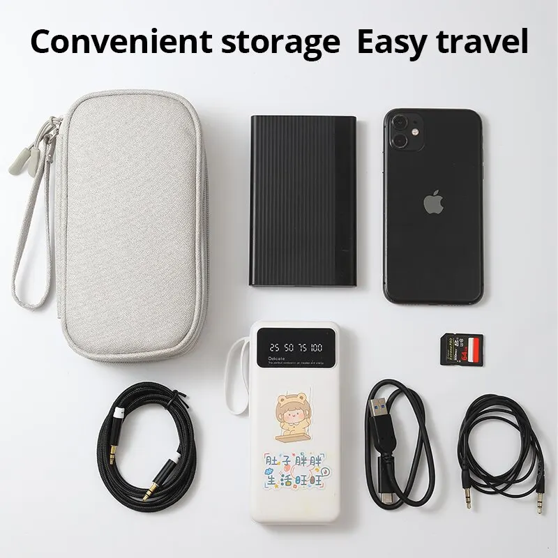 1pc Pink/Grey/Black/Navy Travel Portable Digital Product Storage Bag USB Data Cable Organizer Headset Charging Treasure Box Bag - Image 2