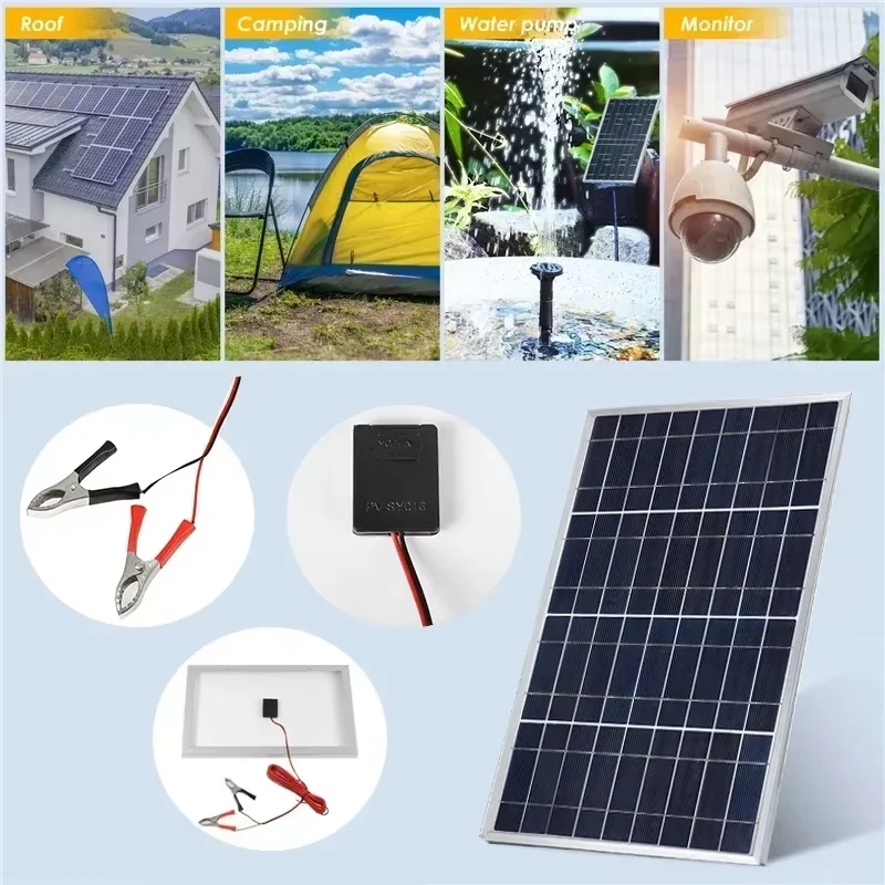 300W 12V Solar Panel Kit Complete Polycrystalline USB Power Portable Outdoor Rechargeable Solar Cell Solar Generator for Home - Image 2
