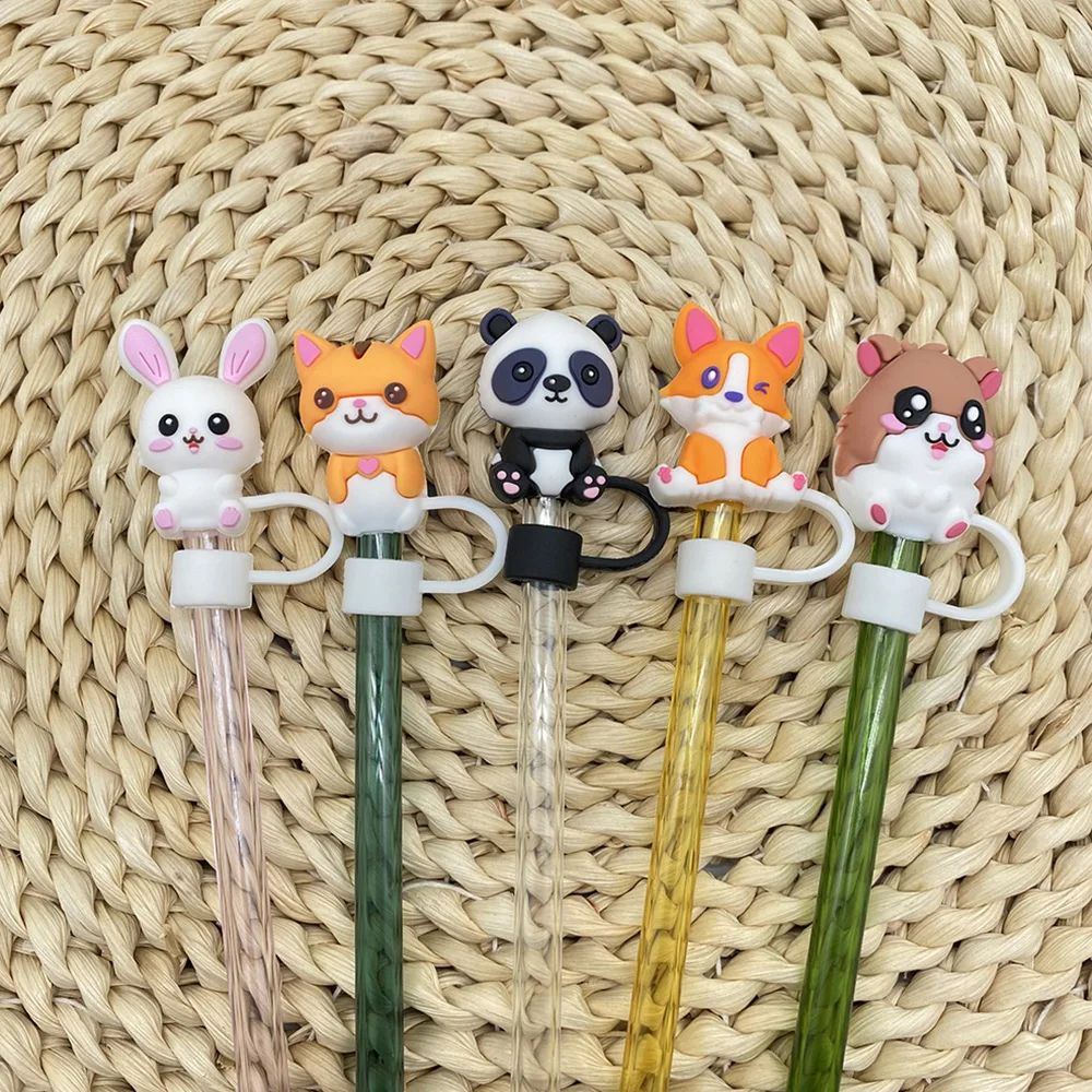 1Pcs Silicone Straw Covers Cap Compatible with Stanley 30&40 Oz Tumbler,Cute Animal Straw Toppers,Reusable Dust-Proof Straw - Image 2