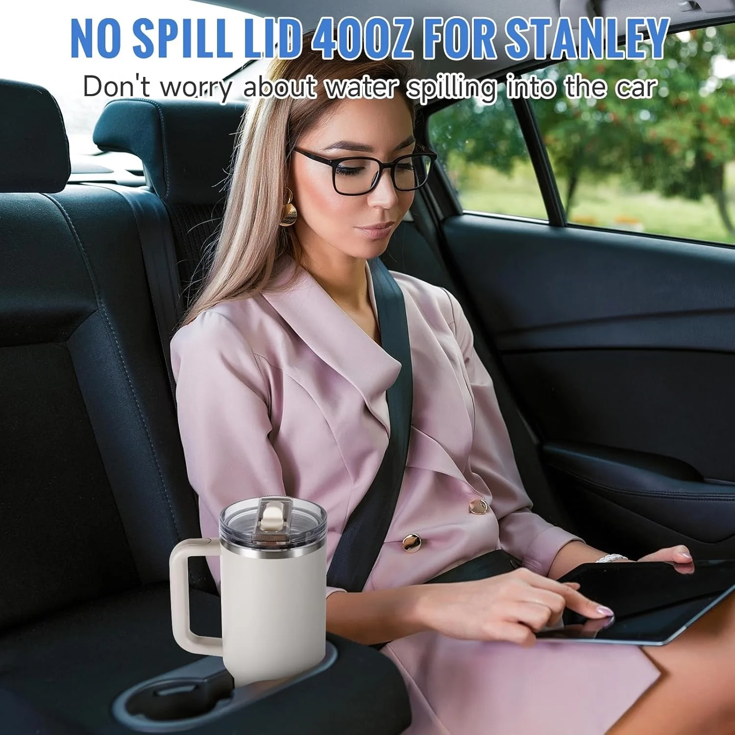 40OZ Leak Proof Flip Straw Lid Replacement Fit for Stanley Quencher H2.0 and ProTour Tumbler Exact Color Tumbler Lid Replacement - Image 2