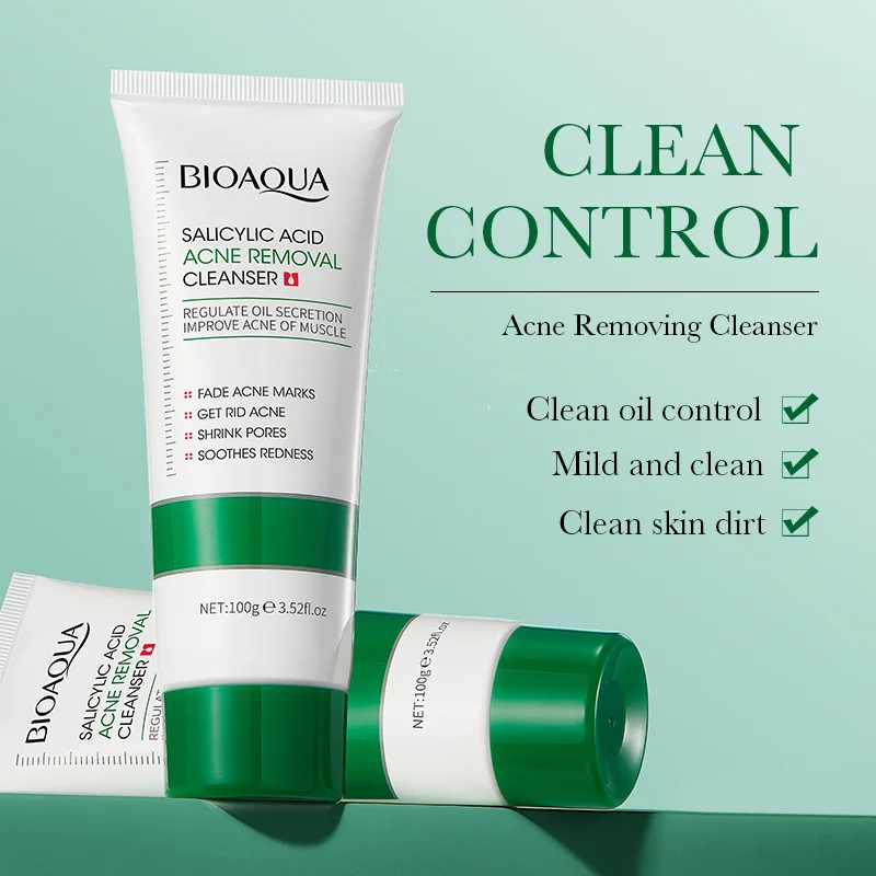 BIOAQUA Salicylic Acid Facial Cleanser Acne Treatment Moisturizing Oil Control skincare Face Wash Foam Face Cleanser Skin Care - Image 2