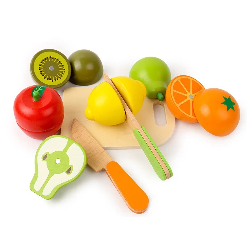 Simulation Kitchen Pretend Toy Wooden Classic Game Montessori Educational Toy For Children Kids Gift Cutting Fruit Vegetable Set - Image 2