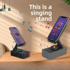 Speaker spot audio desktop live broadcast power bank 360 lifting and rotating three-in-one mobile phone holder