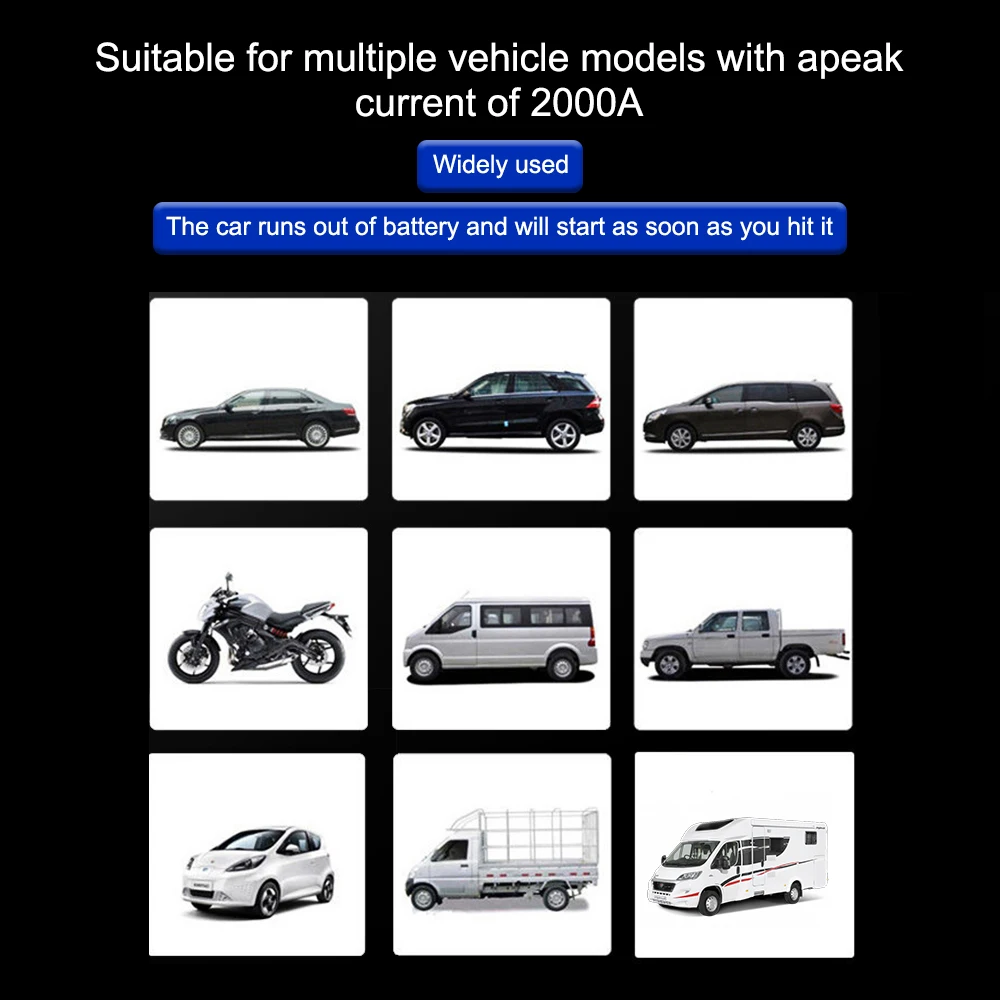 Power Bank Automobile Battery Booster Power Pack with LED Light 2000A Peaks Digital with Air Compressor Jump Starter - Image 6