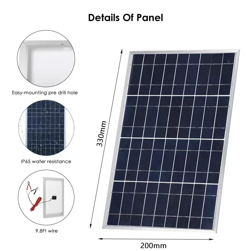 300W 12V Solar Panel Kit Complete Polycrystalline USB Power Portable Outdoor Rechargeable Solar Cell Solar Generator for Home - Image 5