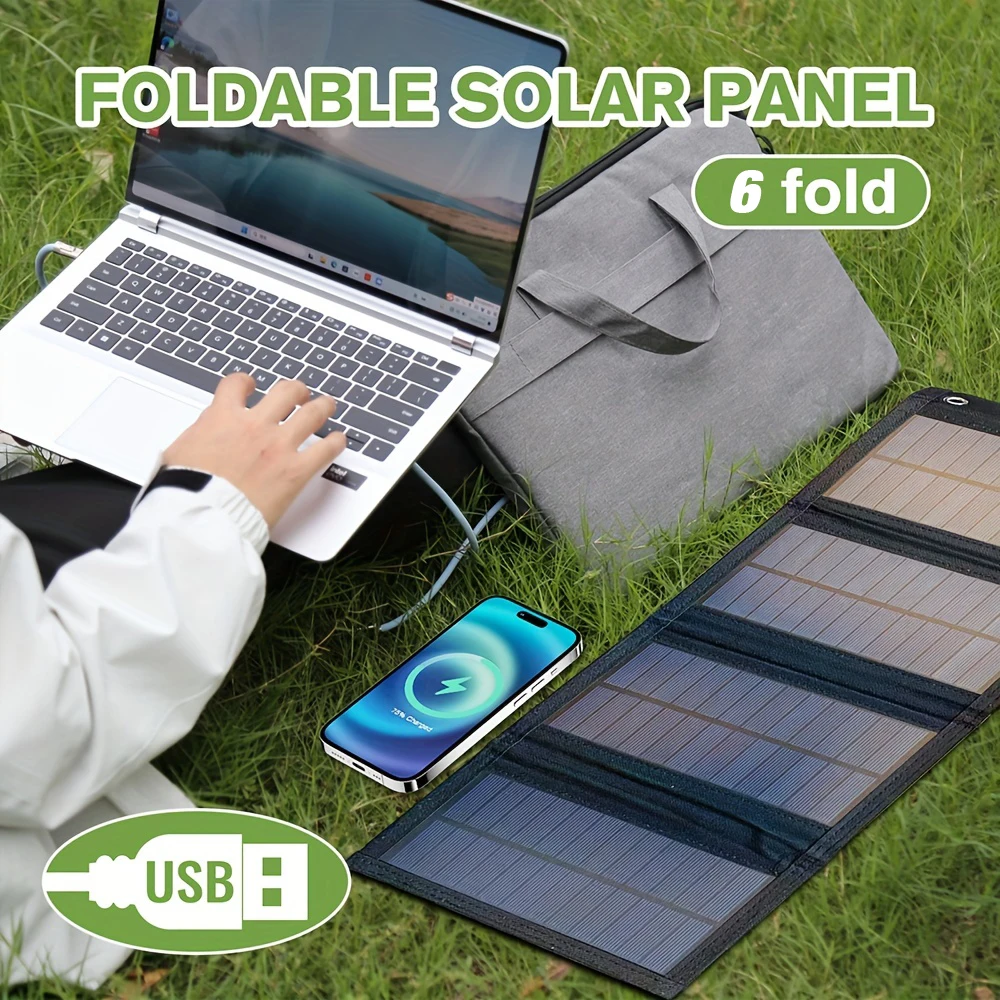 Portable Solar Panel USB 12V Charger Mobile Phone Folding Kit Foldable Outdoor Camping Power Bank For iPhone Charging Battery