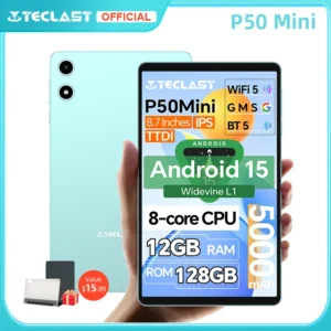 Teclast P50 Mini Tablet Android 15 8.7" IPS 90Hz 12GB(4GB+8GB Expansion)RAM 128GB ROM T606 8-Core 5000mAh GPS Widevine L1 Type-C