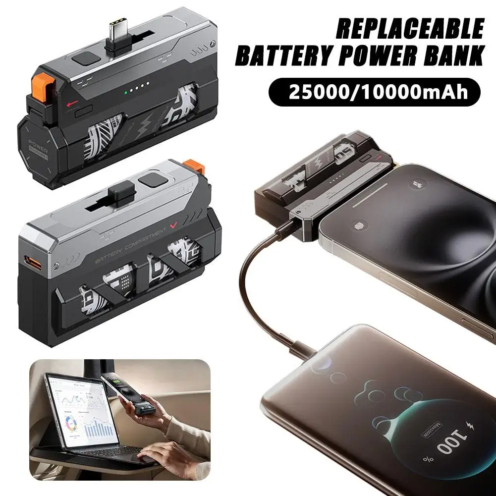 10000mAh/25000mAh Replaceable Battery Power Bank Tactical Separate Supply Mobile Capsules Battery Charger Magazine Mech Pow C5D2 - Image 4