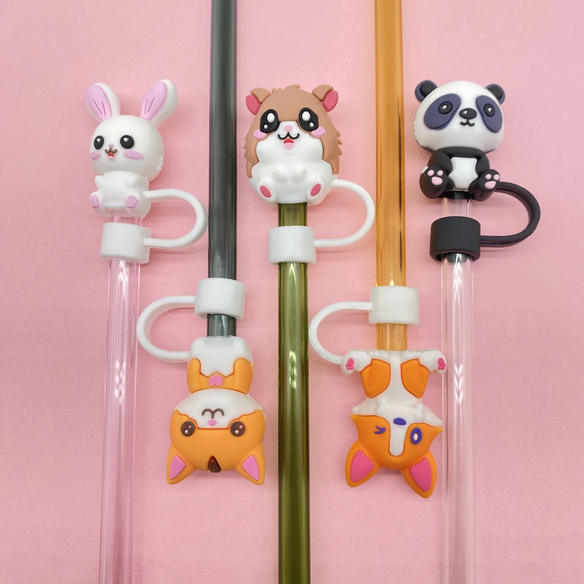 1Pcs Silicone Straw Covers Cap Compatible with Stanley 30&40 Oz Tumbler,Cute Animal Straw Toppers,Reusable Dust-Proof Straw - Image 3