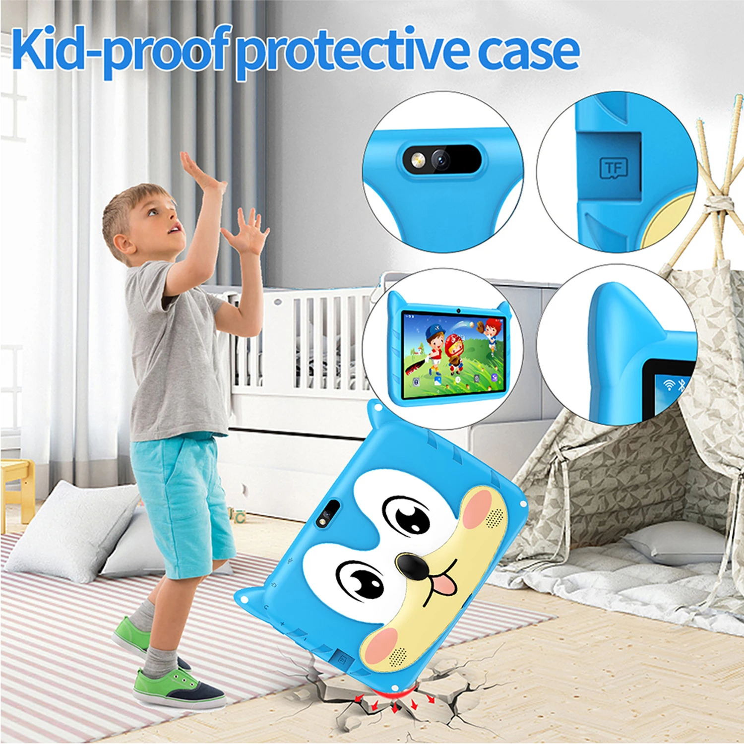 New 7 Inch Cartoon Pattern Kids Tablets Quad Core 4GB+64GB ROM Bluetooth 5G WiFi Learning Education Games Tablet Children's Gift - Image 5