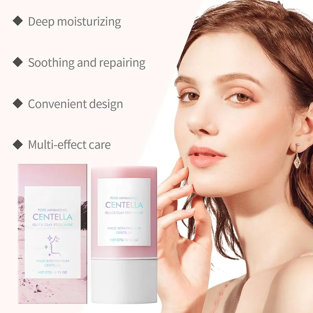 Centella Clay Stick Mask 27g Deep Hydration Pore Minimizing Soothing Brightening Facial Skin Care Fast Convenient Beauty Pink - Image 6