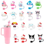 3D cute Sanrio Cartoon Straw Covers For Stanley Water Glass Bottle Drinking Dust Cap Straw Tip Cover Cup Accessories For 10mm ﻿