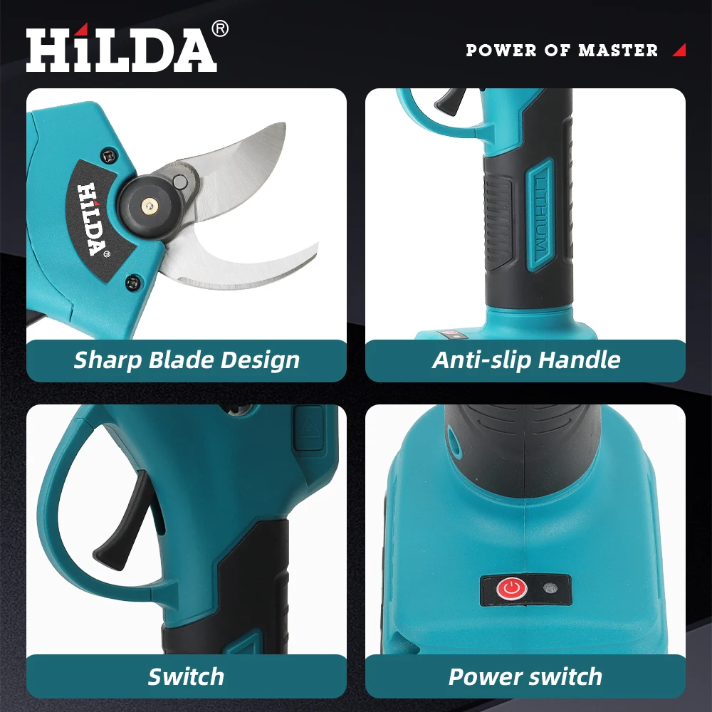 HILDA Brushless Electric Pruning Shears Cordless Fruit Tree Branches Scissors Power Tool For Makita 18V Battery - Image 6
