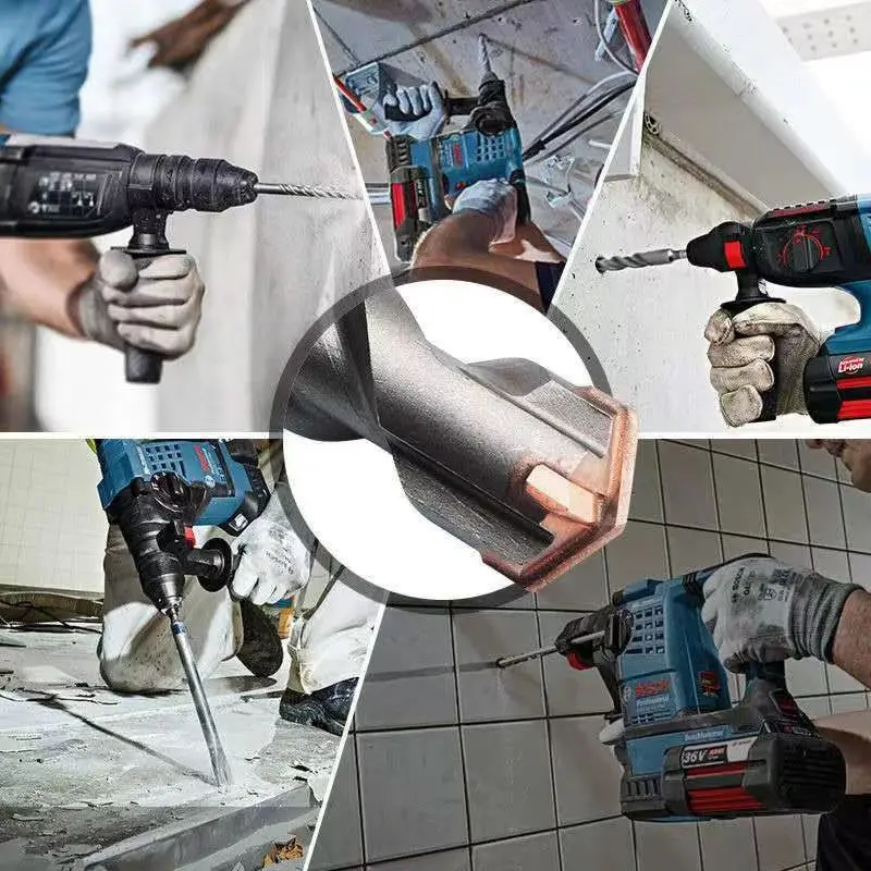 Concrete SDS Plus bit Cross Cutter head double auger Hammer 110 160 210 350 500mm Wall Brick Block Electric Hammer Masonry Bit - Image 5