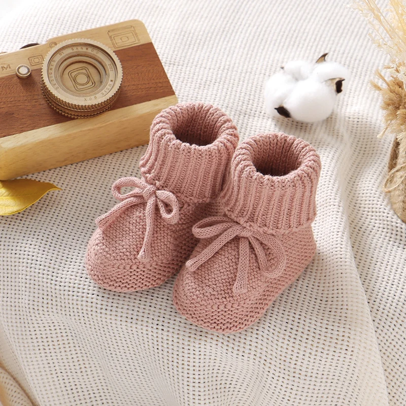 Baby Shoes Solid Color Knitted Newborn Boys and Girls Boots First Walkers Soft Bottom Infant Unisex Footwear 0-18m Child Booties - Image 2