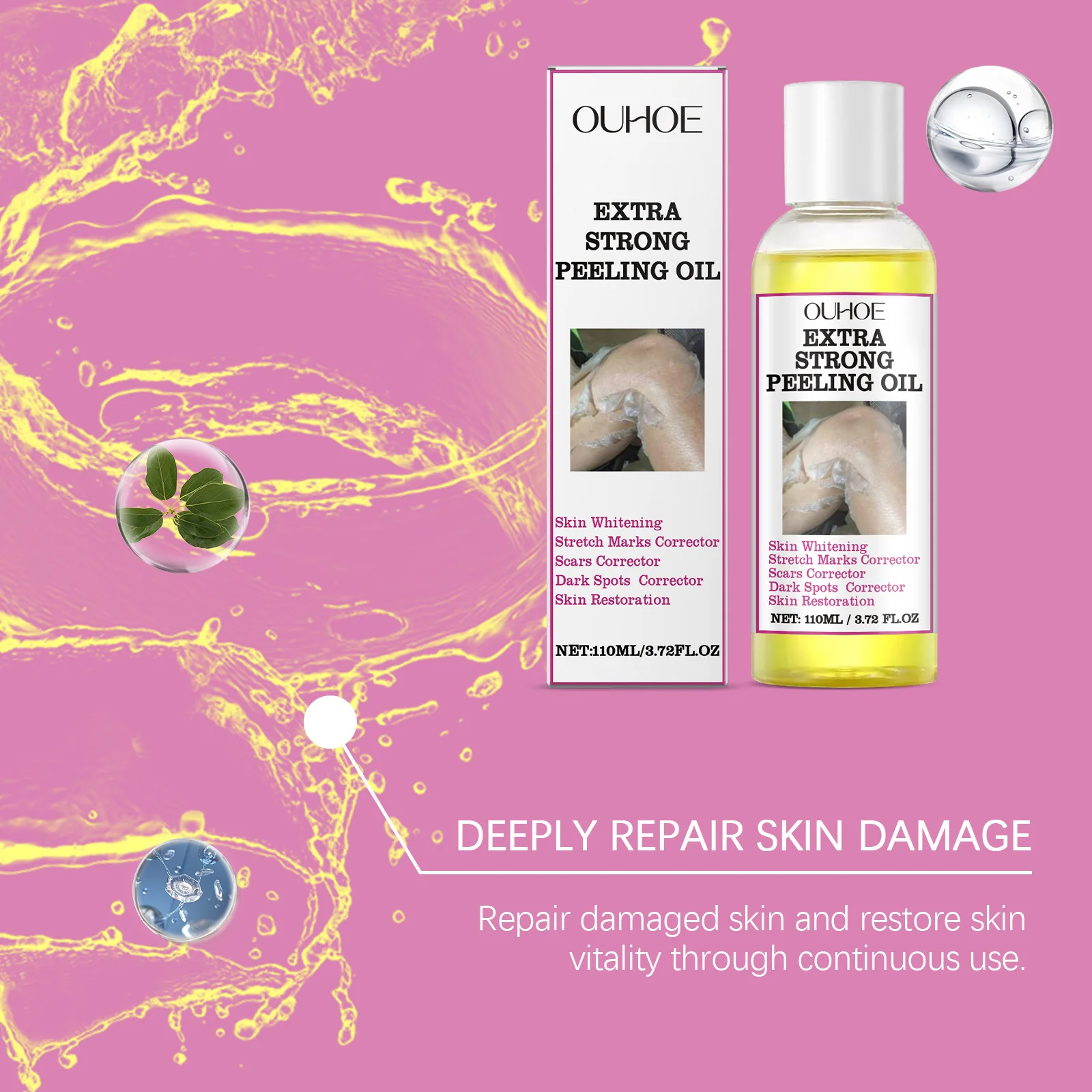 Exfoliating Yellow Skin Oil For Body Skin Moisturizing Nourishing Brightening Firming Moisturizing Massage&Beauty Care Oil 110ml - Image 5