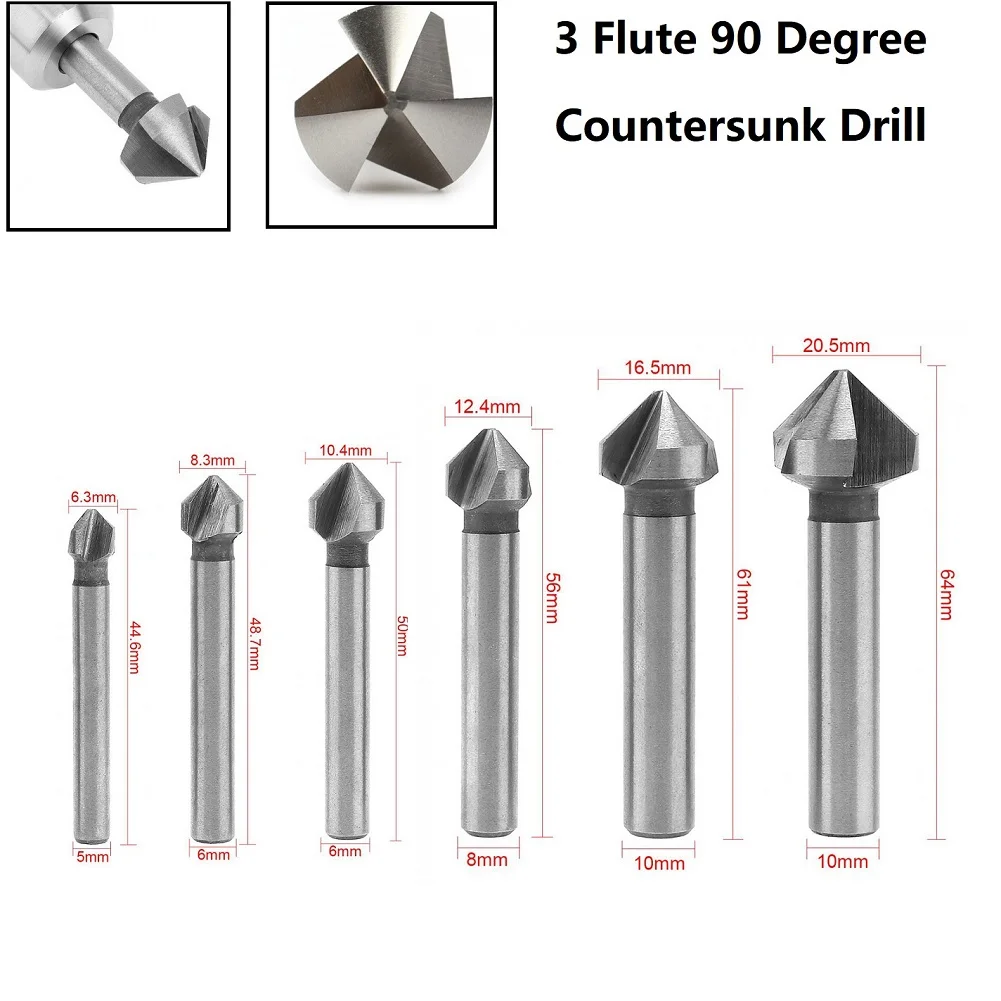 3 Flute Countersink Drill Bit 90 Degree Chamfering Tools Chamfer Cutter 6.3-20.5mm Chamfering Cutter Tool Drill Bits - Image 2