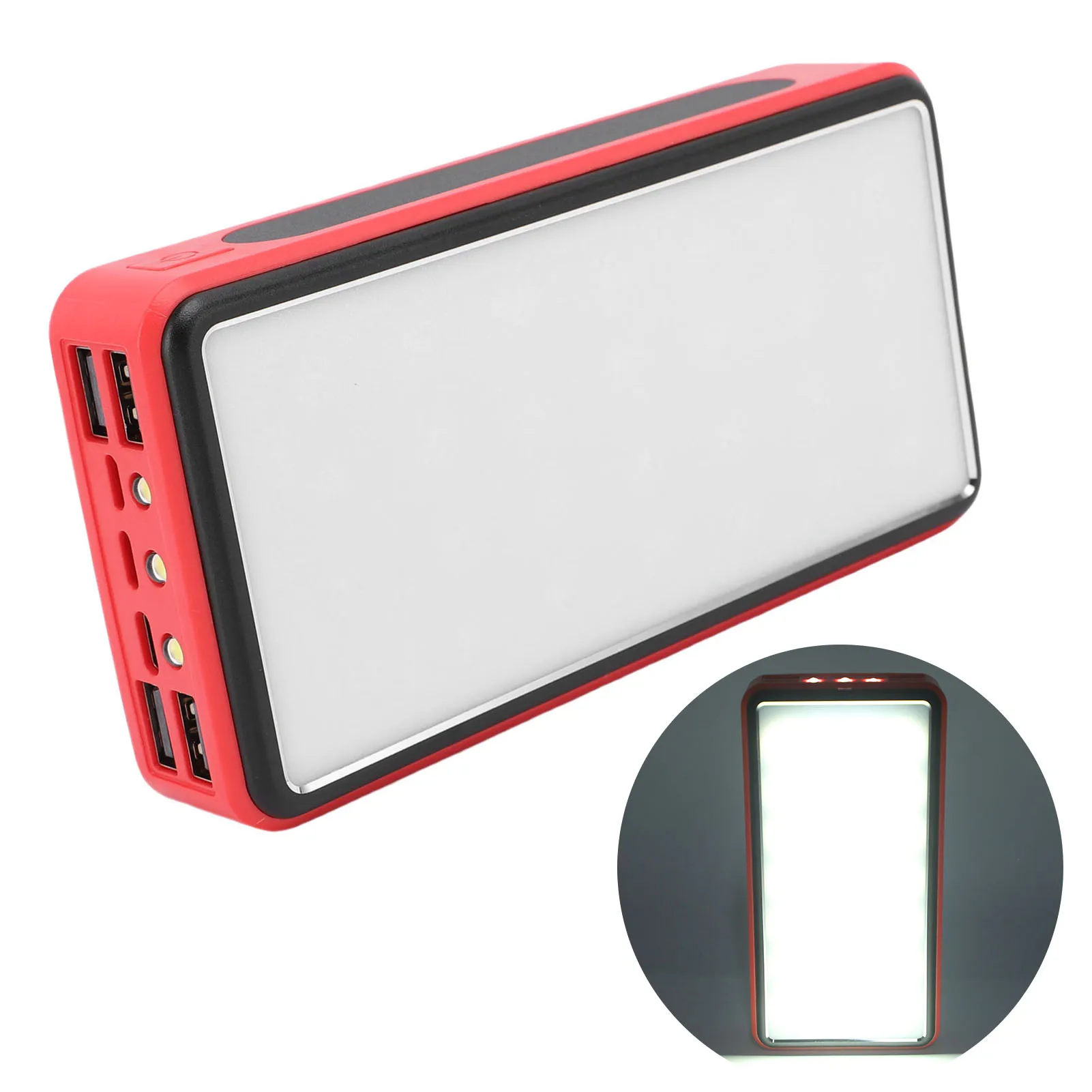 Solar Power Bank 50000mAh Aluminum Alloy USB Portable Charger Battery Pack with LED Light for Outdoor Camping Emergency - Image 6