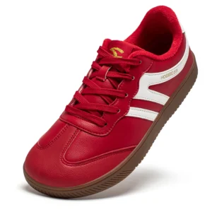 HOBIBEAR Wide Toe Shoes Unisex Artificial Leather Faux Fur Lined Sneakers Casual Retro Lace Up Shoes for Women Men