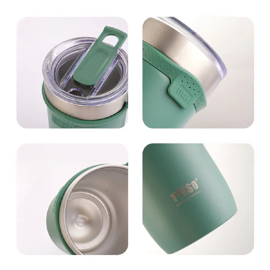 Tyeso Thermoses Stainless Steel Coffee Mug with Straw Insulated Vacuum Flask Tumbler Double-Walled Bottle for Hot Cold Beverages - Image 4