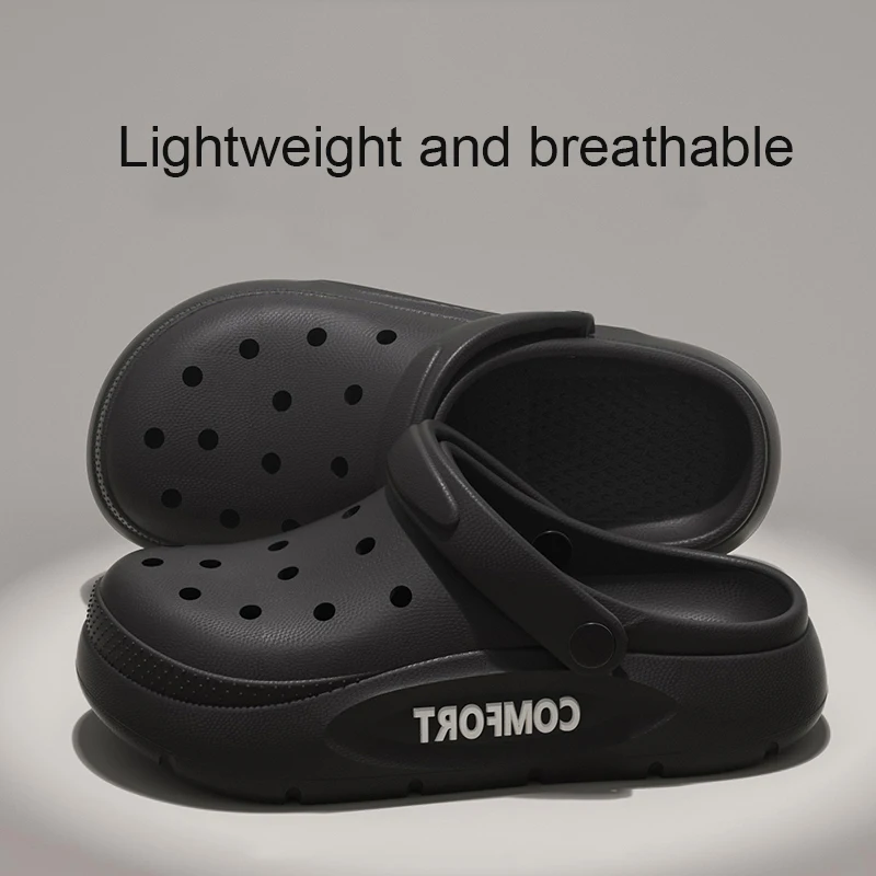 Women's Men's Slippers Summer Anti-Slip Couple Hollow Covered Toe Indoor Outdoor Casual Thick Bottom Sandals for Home Adults - Image 5