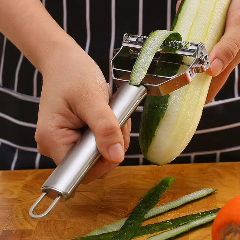 Kitchen Vegetable Peeler Stainless Steel Melon Planer Double-Head Peeler Household Multiple-Function Fruit And Vegetable Peeler - Image 2