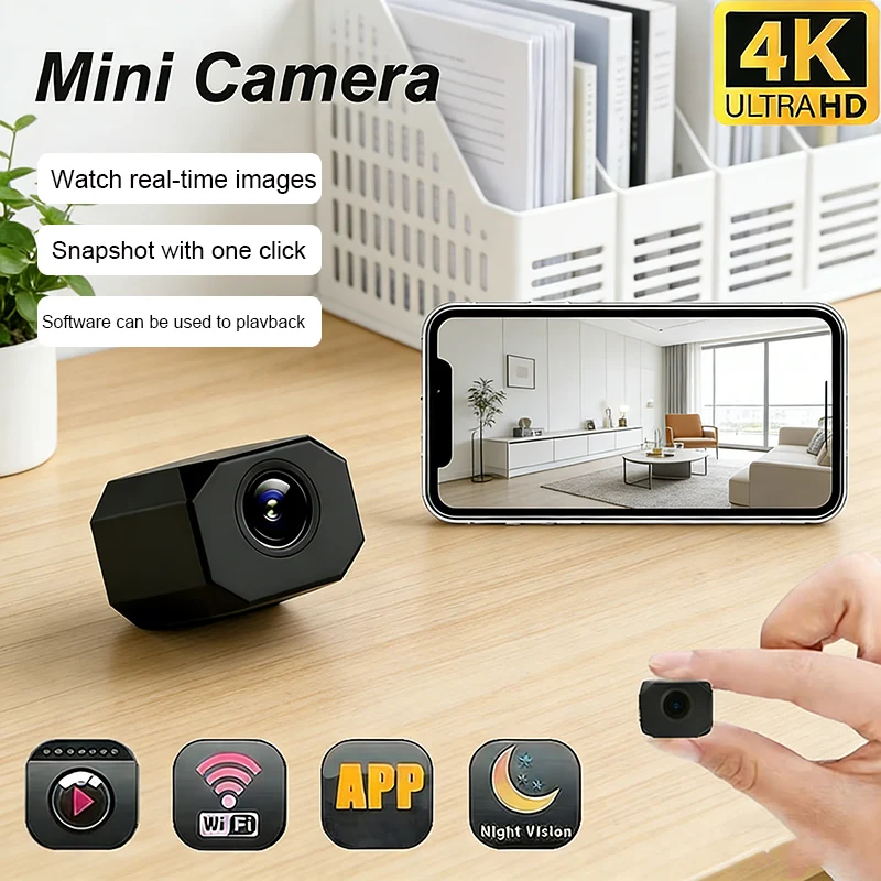 HD 4K Mini Smart Camera WiFi AP IP Remote Monitoring Light Weight Portable Camcorder Smart Surveillance Home Security IP Camera
