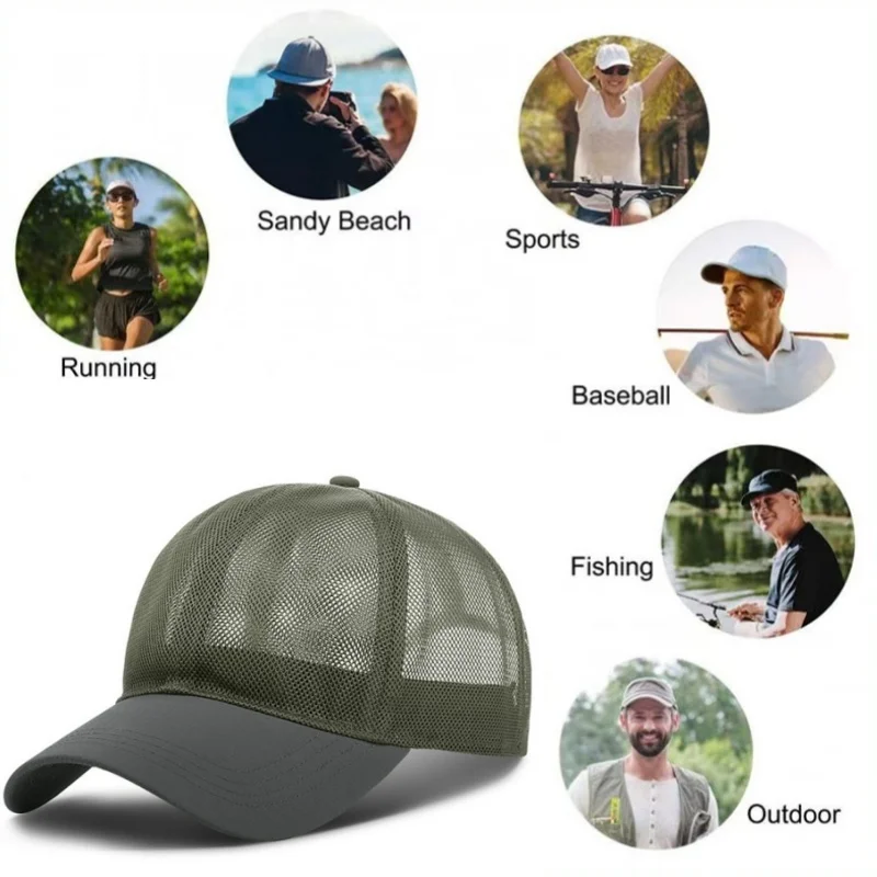 Summer Full Mesh Breathable Net Sports Cap Visors Running Cycling Riding Hiking Fitness Sunhat Outdoor Baseball Golf Cap Trucker - Image 2