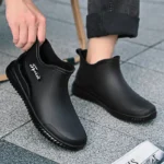 Ankle Rain Boots For Men Integrated forming Simple Waterproof Rain Shoes Toughness Anti-slip Fishing On Work Camping Waterproof