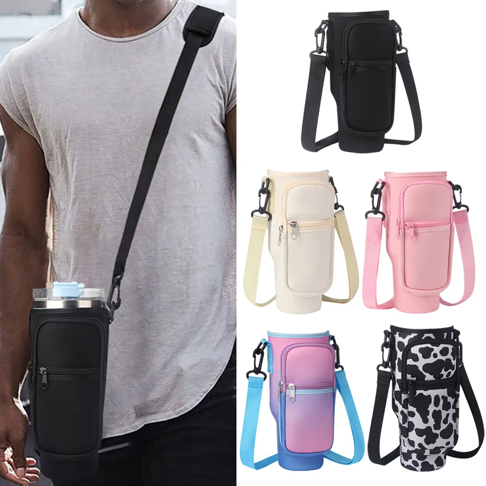 Portable Water Bottle Carrier Bag with Phone Pocket for Stanley 40oz Tumbler with Handle Neoprene Water Bottle Holder Pouch - Image 2