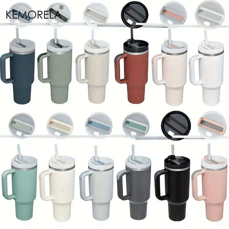 KEMORELA 30&40 oz Tumbler With Handle Lid Straw 887/1182ML Stainless Steel Water Bottle Vacuum Thermos Cup Travel Car Coffee Mug - Image 2