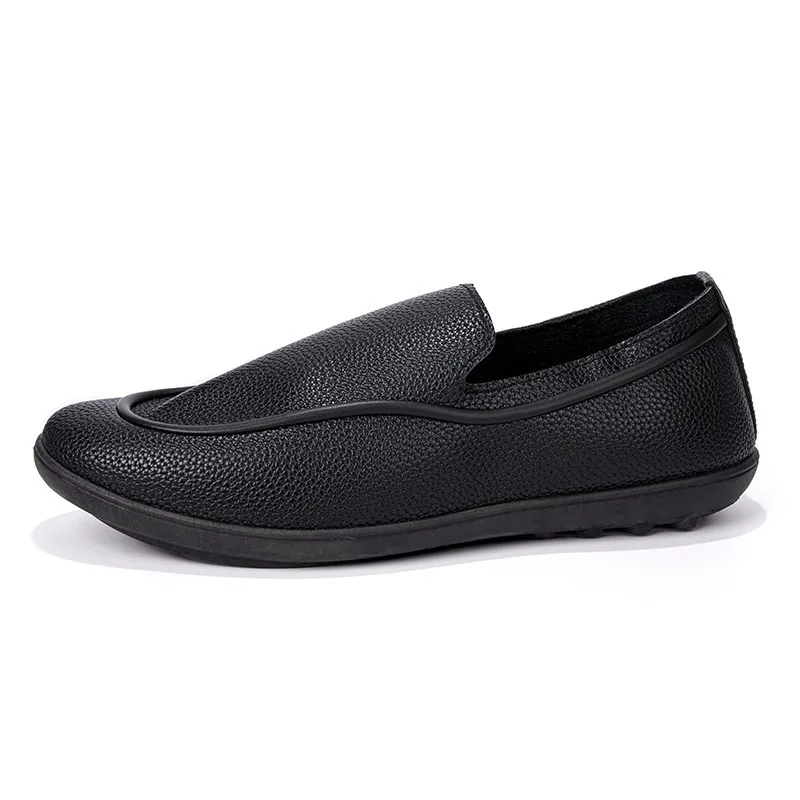 Mens Cross Border Leather Shoes Simple Loafers Comfortable Soft Sole Slip On Walking Shoes Flat Shoes Wholesale - Image 5