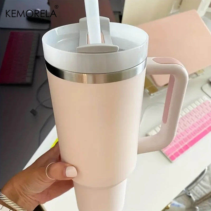 KEMORELA 30&40 oz Tumbler With Handle Lid Straw 887/1182ML Stainless Steel Water Bottle Vacuum Thermos Cup Travel Car Coffee Mug - Image 3