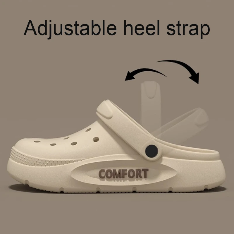 Women's Men's Slippers Summer Anti-Slip Couple Hollow Covered Toe Indoor Outdoor Casual Thick Bottom Sandals for Home Adults - Image 2