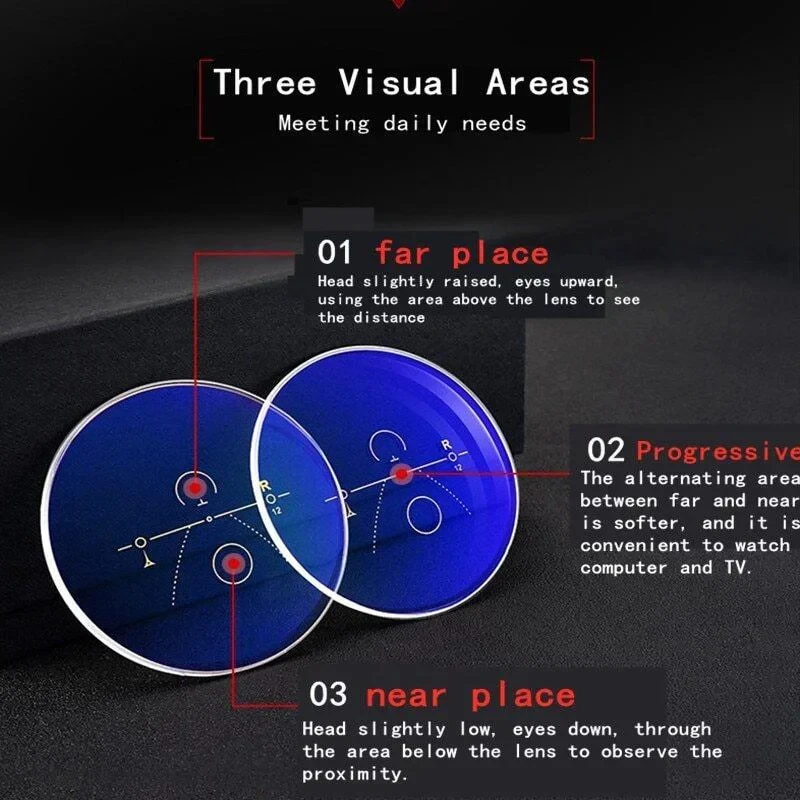 Progressive Multifocal Reading Glasses for Women and Men Anti-Blue Light Half Frame Bifocal Presbyopia Eyeglasses +100 To +400 - Image 3