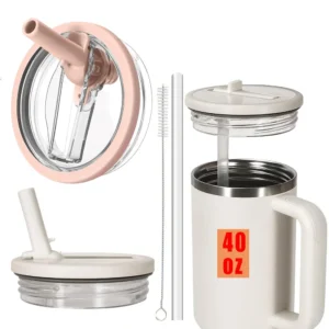 40oz Flip Straw Leak Proof Lid for Stanley Cup Spill-proof Cover Tumbler Lid Replacement for Stanley Cup Accessories Straw Cover