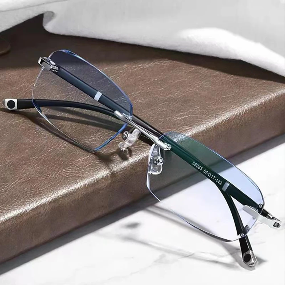 New Cut Edge Presbyopic Glasses Frameless HD Anti Blue Presbyopic Glasses Men's Anti Fatigue Presbyopia Clear Glasses +1.0~+4.0 - Image 4