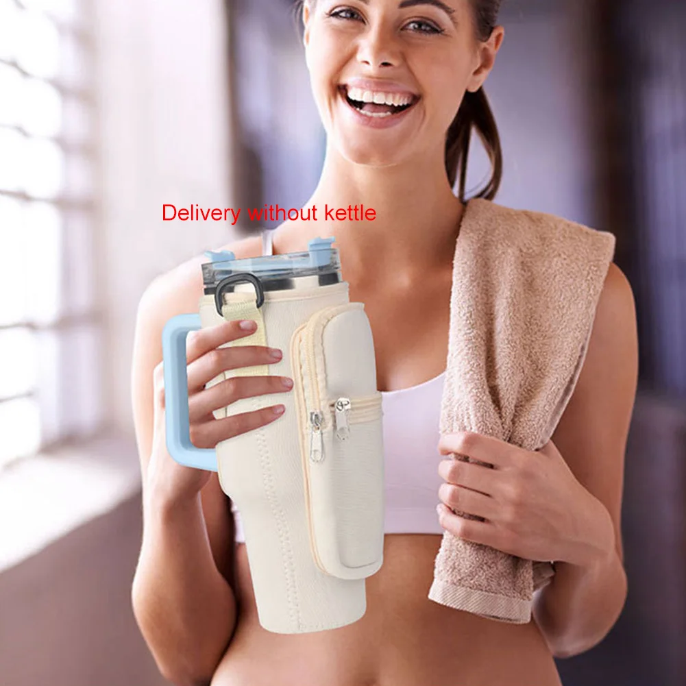 Portable Water Bottle Carrier Bag with Phone Pocket for Stanley 40oz Tumbler with Handle Neoprene Water Bottle Holder Pouch - Image 4