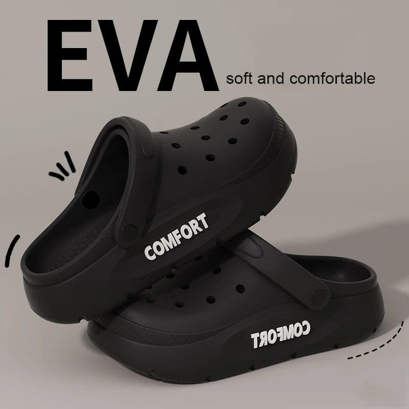 Women's Men's Slippers Summer Anti-Slip Couple Hollow Covered Toe Indoor Outdoor Casual Thick Bottom Sandals for Home Adults - Image 4