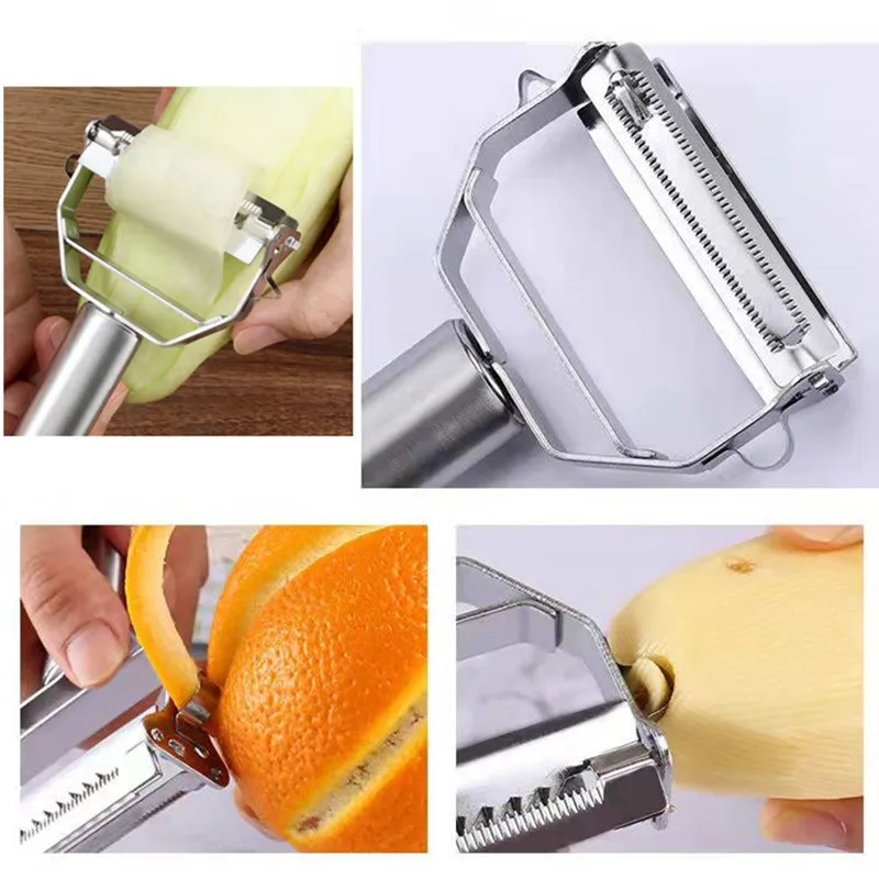 Kitchen Vegetable Peeler Stainless Steel Melon Planer Double-Head Peeler Household Multiple-Function Fruit And Vegetable Peeler - Image 4