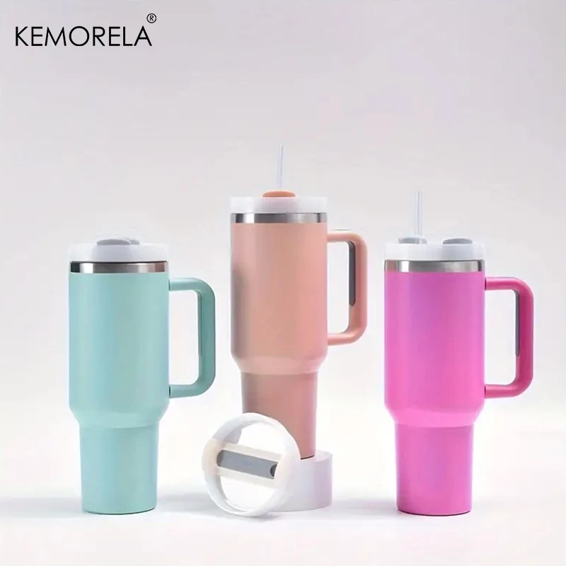 KEMORELA 30&40 oz Tumbler With Handle Lid Straw 887/1182ML Stainless Steel Water Bottle Vacuum Thermos Cup Travel Car Coffee Mug - Image 5