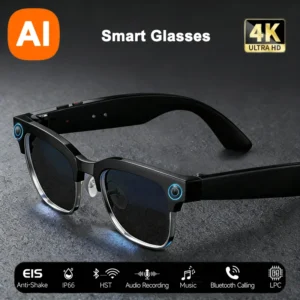 4K HD AI Smart Glasses 800w Pixel Multifunctional Camera Bluetooth Call Voice Assistant Music Player Smart Translation ﻿