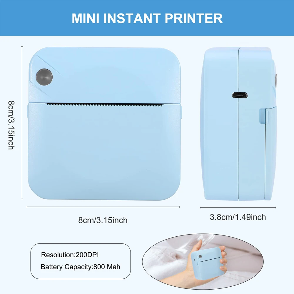 Mini Portable Printer Thermal Printing Sticker Wireless Inkless Mini Pocket Printer Self-adhesive Label Printer Photo Printer - Image 2