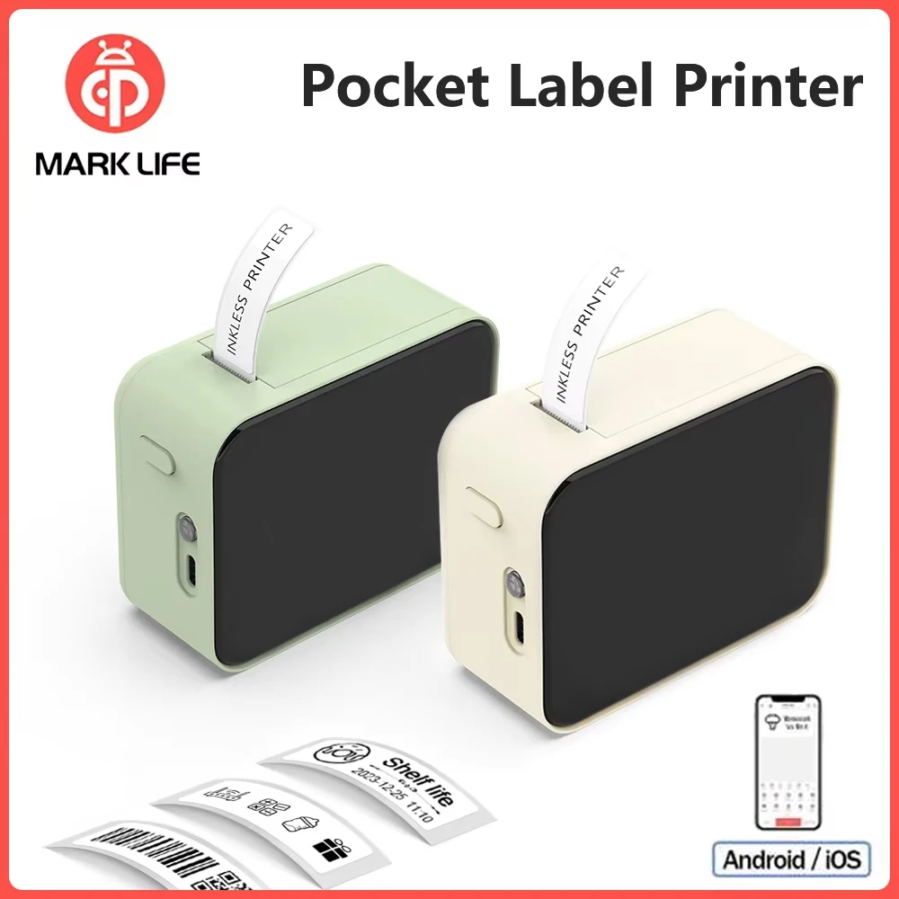 Marklife P15 Portable Thermal Printer Mini Label Printer Inkless Bluetooth Adhesive Printing Machine Sticker Labeling Machine